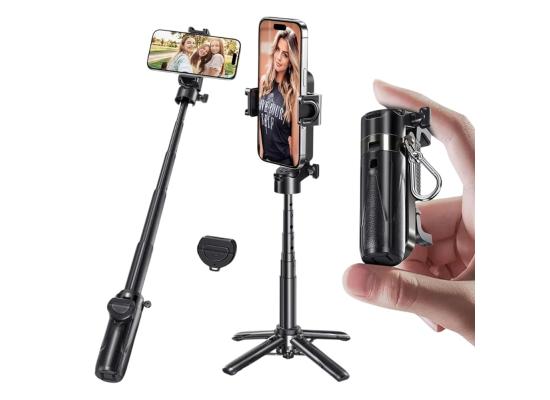 Jmary MT-18 Mini Phone Selfie Stick Tripod Extendable Phone Stand with Wireless Control for Live Streaming - Black